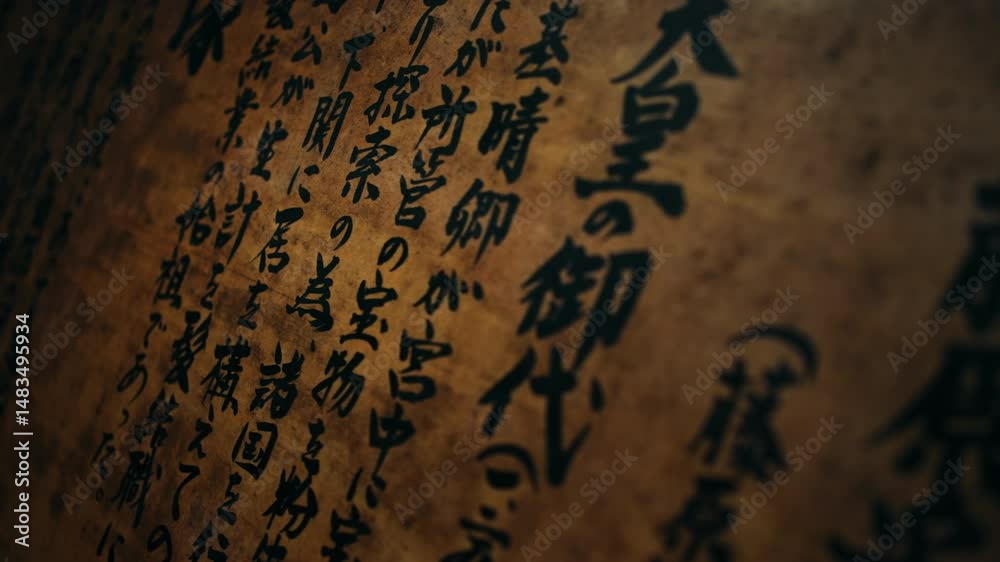 Ancient Japanese Texts - Calligraphy and Kanji Script Art