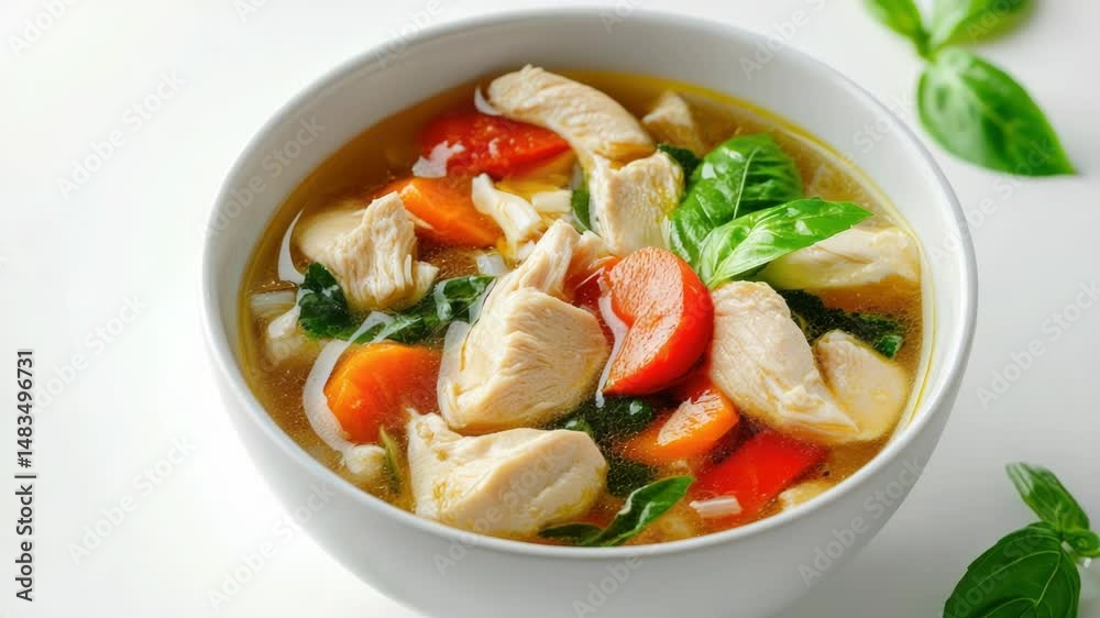 A warm bowl of meat and vegetable soup A warm bowl of meat and vegetable soup