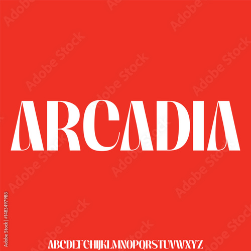 Modern decorative alphabet display font vector. Creative arcadia sans serif typeface