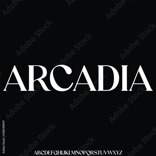 Modern decorative alphabet display font vector. Creative arcadia sans serif typeface