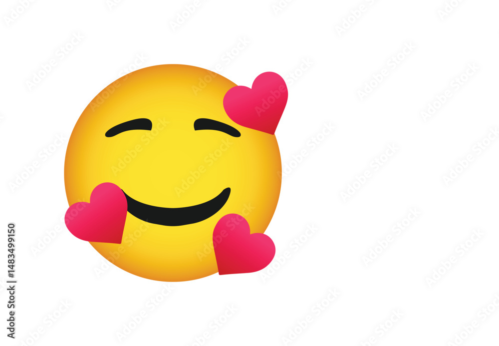 Smiling Face Emoji with Hearts Of Emoji Reactions for Social Network. Smiling Face Emoji with Hearts Of Emoji Reactions for Social Network.
