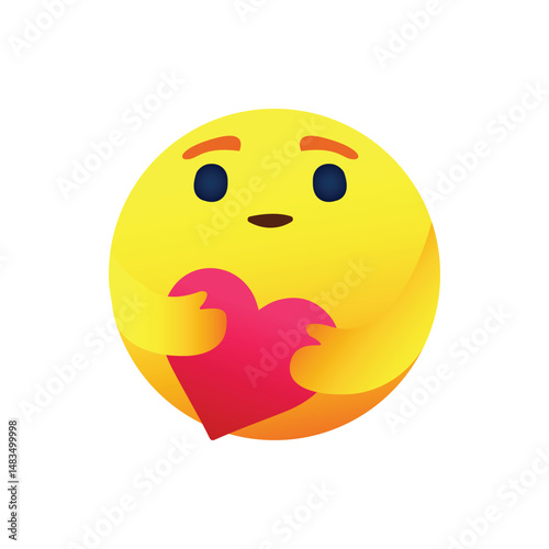 Facebook Care Emoji With Holding  a Heart On White Background.