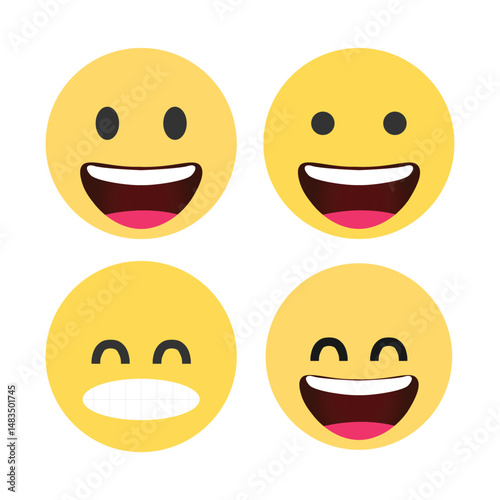Collection of haha Emoji Reactions for Social Network. Isolated on a white background.