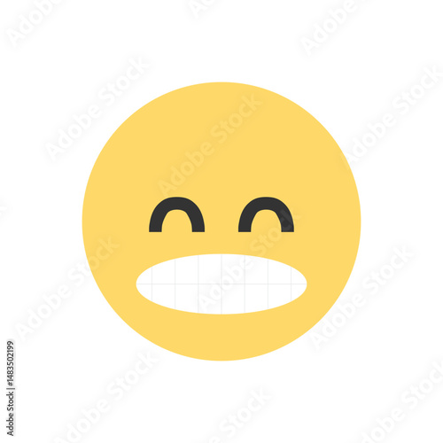 Happy smiling face emoji icon for web and mobile isolated. Social media emoticon, smiley.

