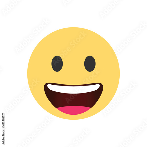 Happy smiling face emoji icon for web and mobile isolated. Social media emoticon, smiley.
