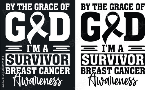By the grace of god i'm a survivor breast cancer awareness t shirt design. breast cancer t-shirt design. typography t-shirt design. Breast cancer T-Shirts Amazon.