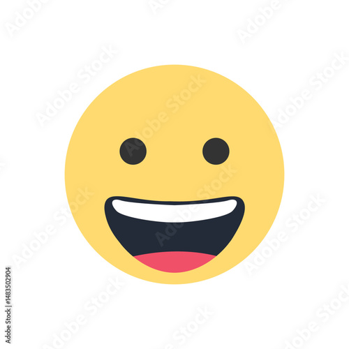 Happy smiling face emoji icon for web and mobile isolated. Social media emoticon, smiley.
