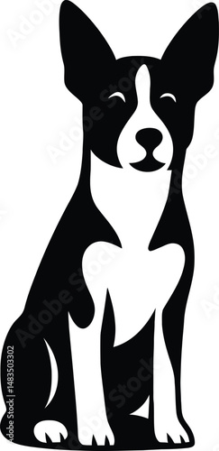 Black and White Dog Art, Stylish Silhouette Vector Design
