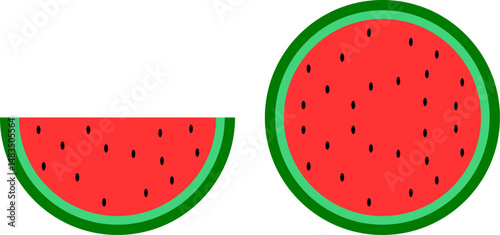 Watermelon icon set. cross section with seeds. melon symbol. summer fruit clipart set. Tropical fruits watermelon