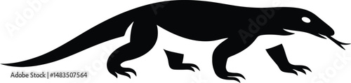 Komodo Dragon Silhouette Design, Simple Reptile Vector Artwork