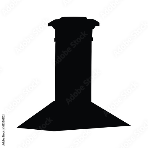 Black Silhouette of a Chimney or Range Hood with a Flat Top and Square Base