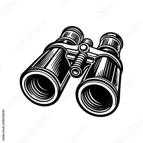 binocular field glasses flat silhouette vector
