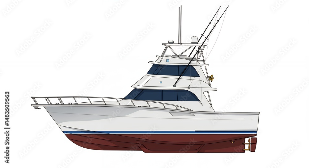 Naklejka premium Fishing boat profile illustration