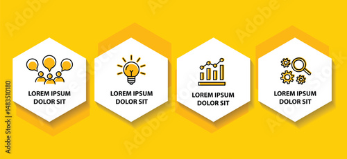 4 steps infographic template with 4 options. Flowchart that can be used for business report, data visualization and presentation. Timeline infographic elements vector illustration.