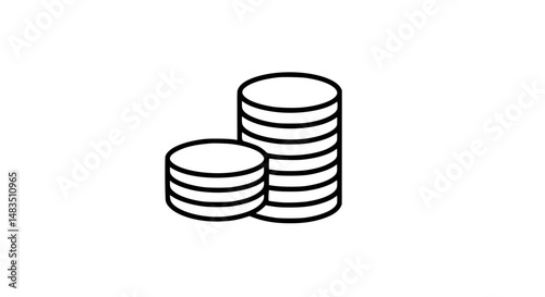 Small coin stack black and white icon