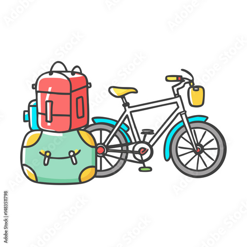 bikepacking with luggage icon, bikepacking with luggage vector illustration-simple illustration of bikepacking with luggage, perfect for bikepacking with luggage logos and icons