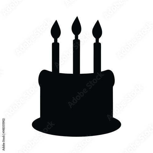 Delicious Birthday Cake with Three Lit Candles Festive Sweet Treat Celebration