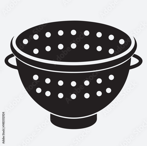 colander stencil icon silhouette vector art illustration, black pot vector illustration
