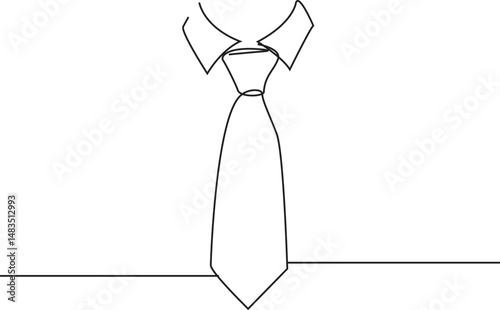 Necktie and collar illustration in one line elegant style, vector Illustration.