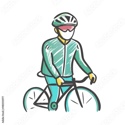 cyclist in windbreaker jacket icon, cyclist in windbreaker jacket vector illustration-simple illustration of cyclist in windbreaker jacket, perfect for cyclist in windbreaker jacket logos and icons