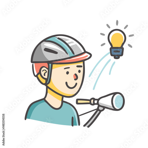 cyclist with headlight icon, cyclist with headlight vector illustration-simple illustration of cyclist with headlight, perfect for cyclist with headlight logos and icons