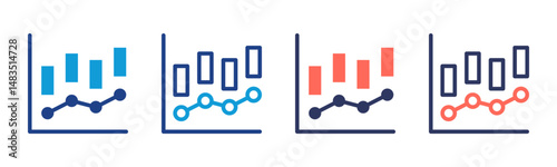 Statistics icon sheet multiple style collection
