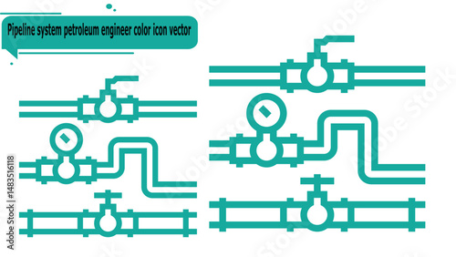  Pipeline system petroleum engineer color icon vector