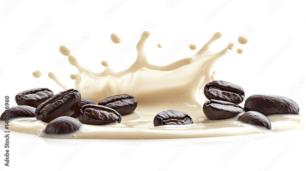 Obraz premium Coffee Beans Splash in Cream