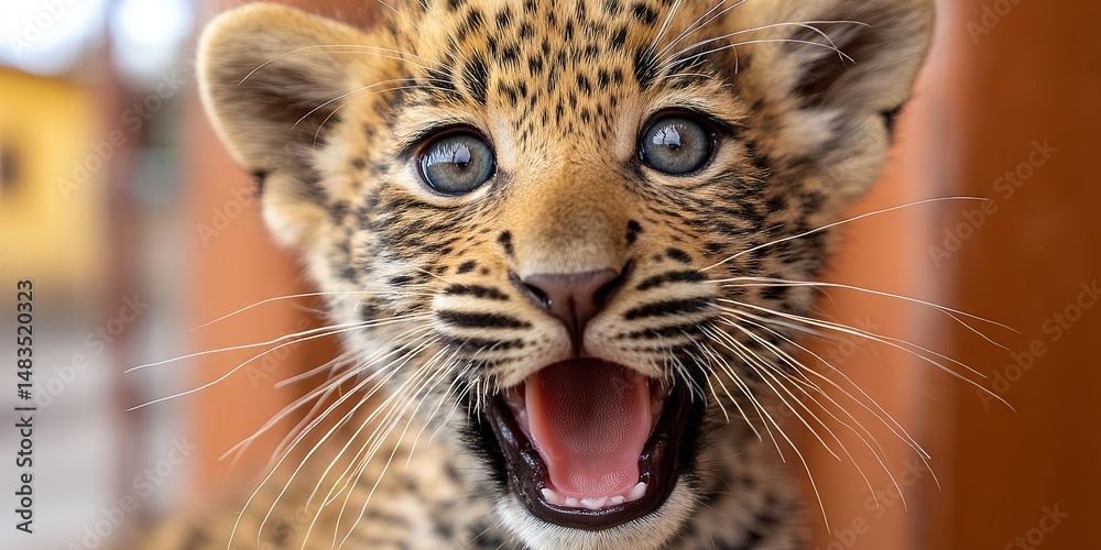Obraz premium photo of playful baby leopard 