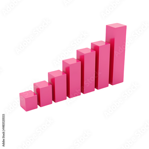 Free Download A pink bar graph showing increasing values   in a rendering style isolated on transparent background - GFXLoad