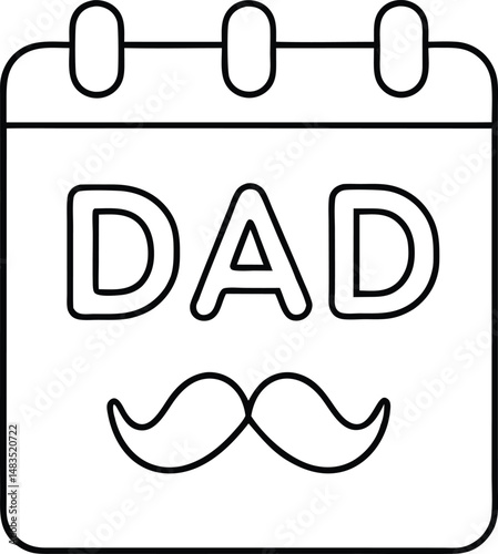 Fathers day calendar icon Vector flat thin line illustration
