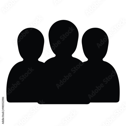 Group of three people icon simple silhouette illustration teamwork collaboration community members friends colleagues partnership unity togetherness