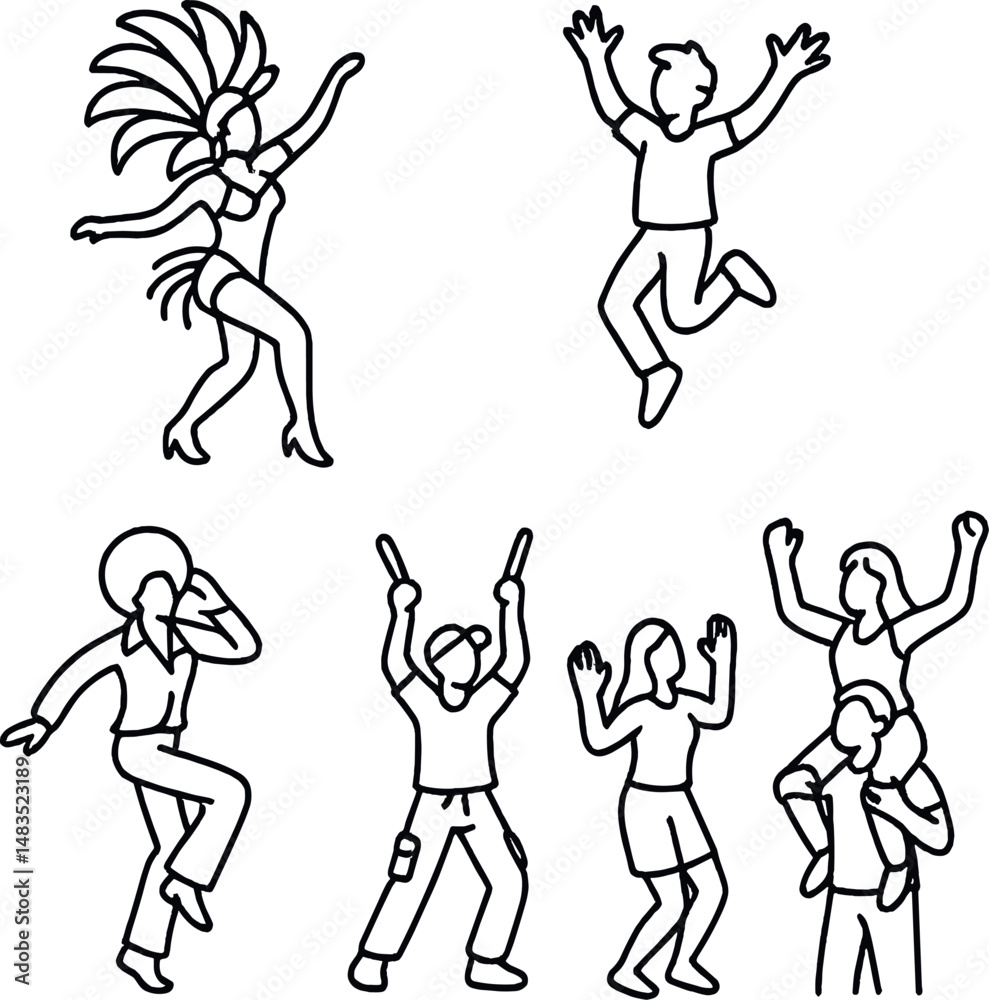 Fototapeta premium Dance and movement icons set – silhouette, energetic and simple designs