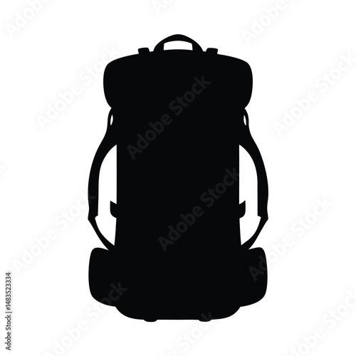 Black Silhouette of a Large Backpack for Hiking and Travel Adventures