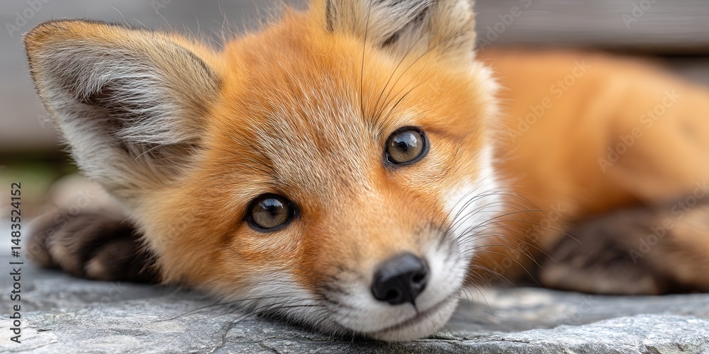 Obraz premium photo of playful baby red fox