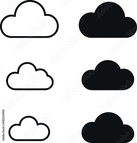 Cloud and weather icons set – silhouette, simple and minimalist symbol collection