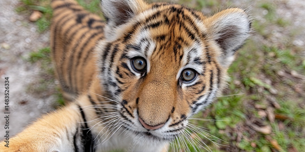 Fototapeta premium photo of playful baby tiger 