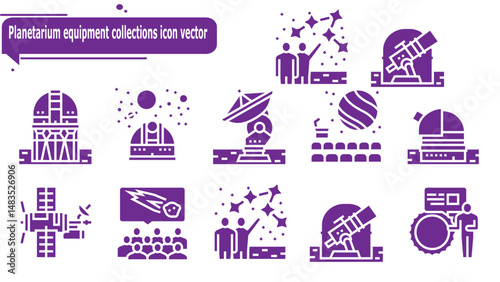  Planetarium equipment collections icon vector