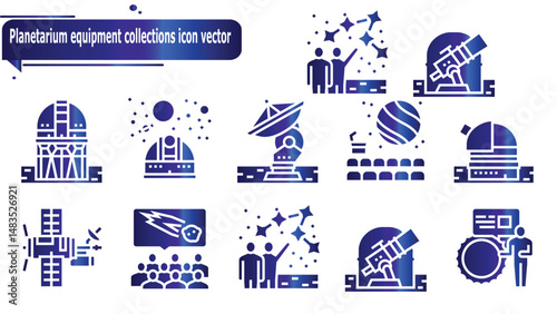  Planetarium equipment collections icon vector