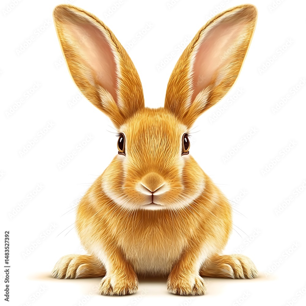 Fototapeta premium Illustration of a ginger bunny with large ears on an isolated background