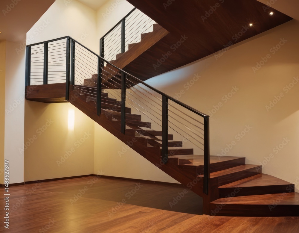 Obraz premium Modern Wooden Staircase