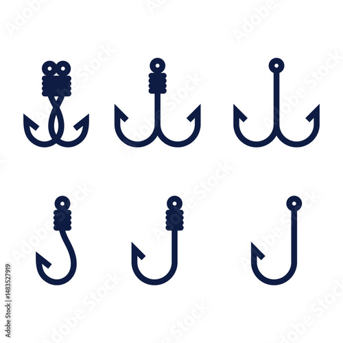 Fishing Hook Icon Set Vector Design.