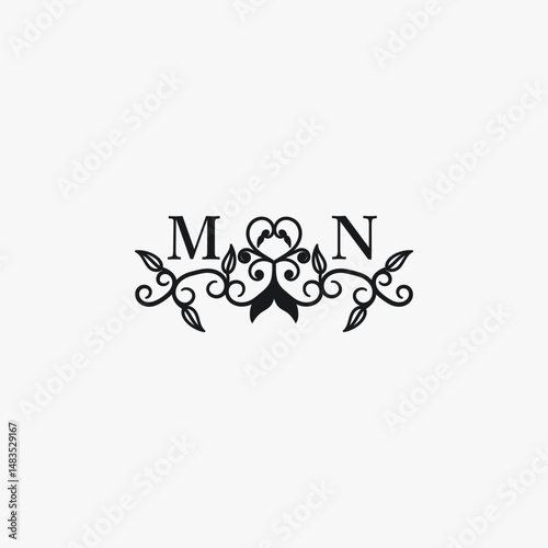 MN Initials Wedding Logo Vector Art  Icons  and Graphics