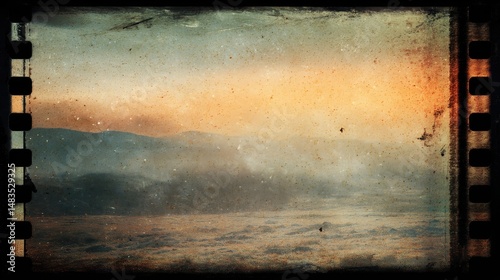 Vintage distressed old photo light leaks, film grain, dust and scratches texture overlay with vignette border. Dirty grunge analog 8k widescreen retro.