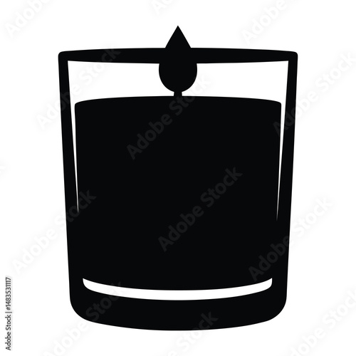 Aromatic Candle in Glass Container Black and White Icon Illustration