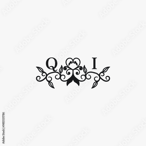 QI Initials Wedding Logo Vector Art  Icons  and Graphics
