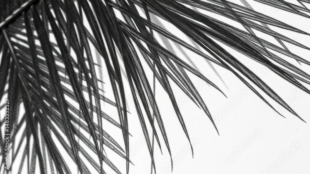Fototapeta premium Palm tree sketch with coconuts on ground, calm scene