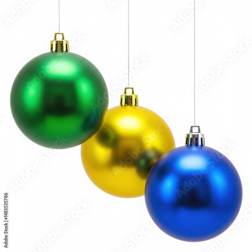 Shiny christmas balls isolated on white background for festive decorations and holiday designs