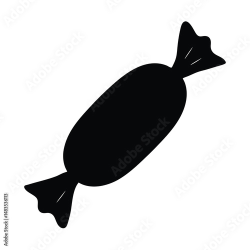 A Simple Black Silhouette of a Wrapped Candy Sweet Treat