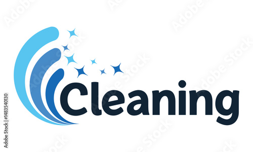 Wash, laundry, cleaning company abstract business logo. Sparkle star, Housekeeping, shine, cleaner icon vector template